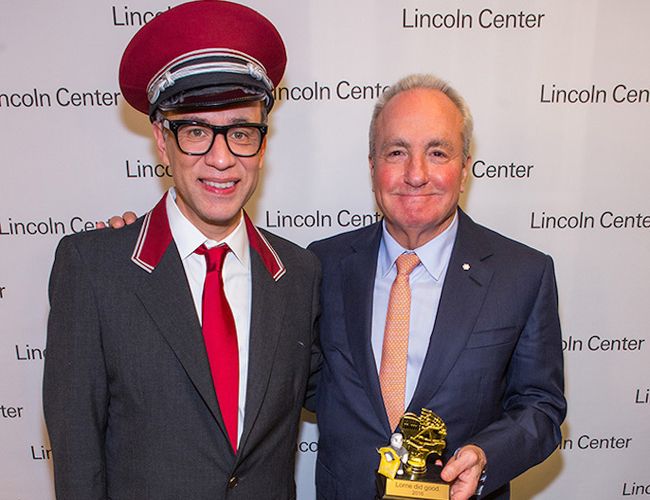 Fred Armisen and Lorne Michaels at American Songbook Gala backstage 021116.jpg