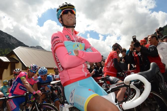 Giro d'Italia leader Vincenzo Nibali (Astana) awaits the start of stage 11 in Tarvisio