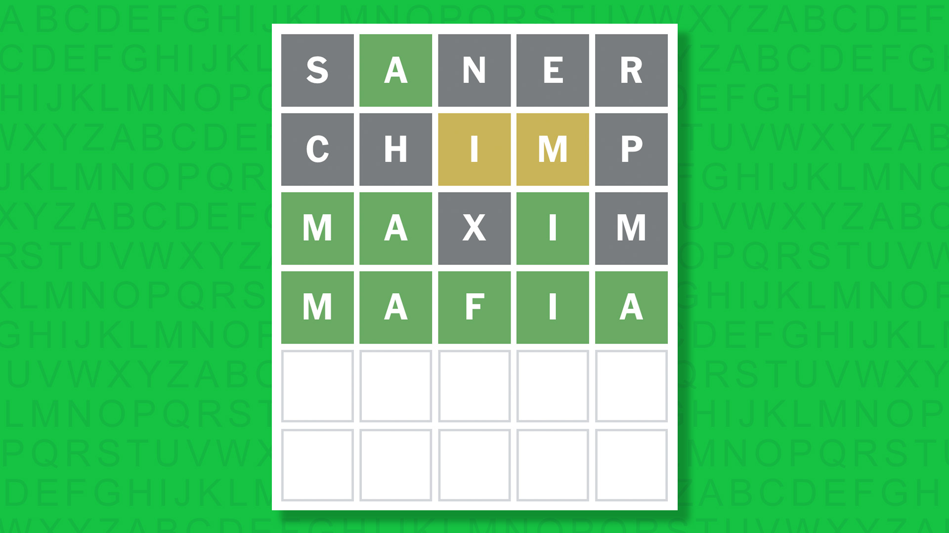 NYT Wordle answer for game 1815 on a green background