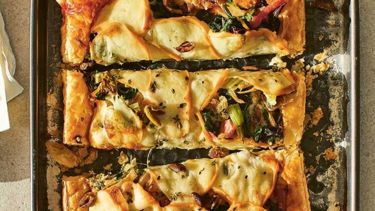 Swiss chard and smoked scamorza tart