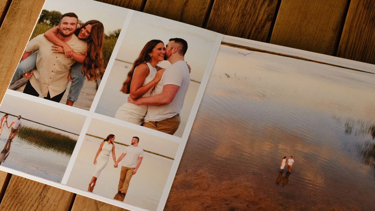 Mixbook photo books on a desk