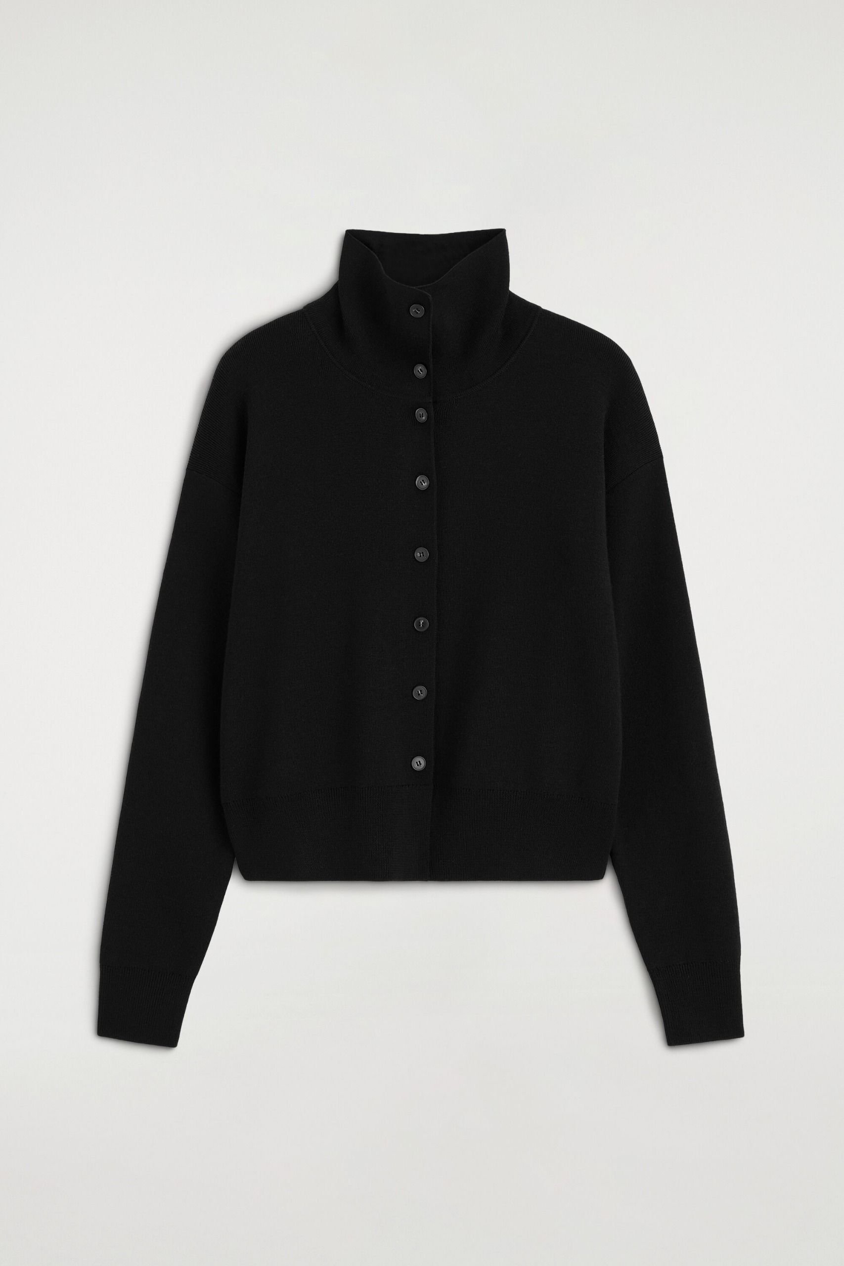 Merino Wool Mock-Neck Cardigan