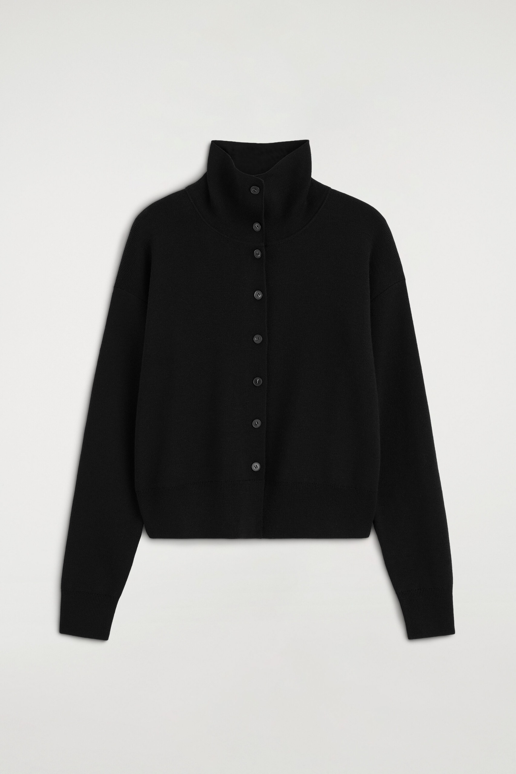 Merino Wool Mock-Neck Cardigan