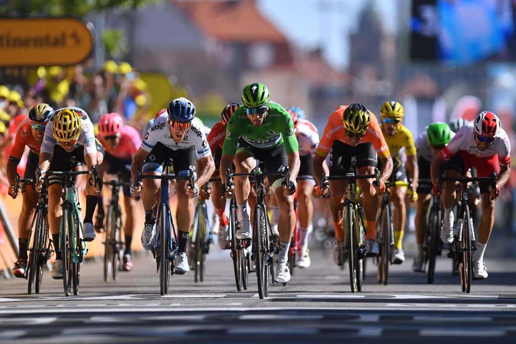 The bunch sprint on stage 5 of the Tour de France