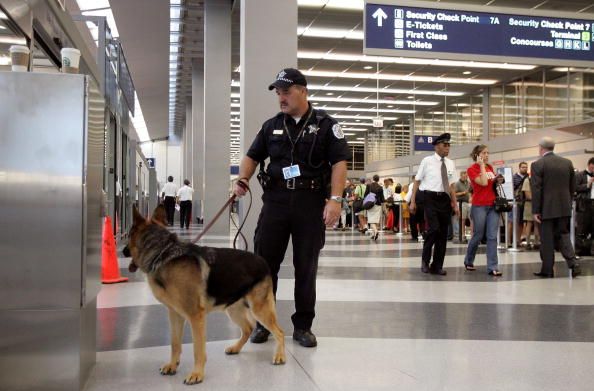 Police dog in O&amp;#039;Hare airport.