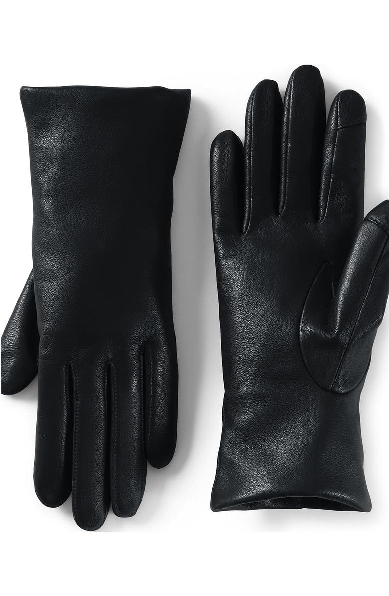 Lands&#039; End Ez Touch Screen Cashmere Lined Leather Gloves