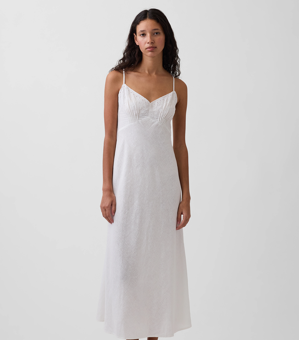 Gap, Linen-Blend Embroidered Midi Dress