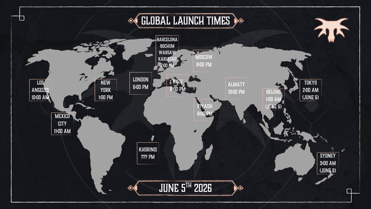 Gothic Remake release time: An infographic showing the game's launch time across the globe.