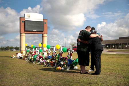 Mourners outside Santa Fe High School.