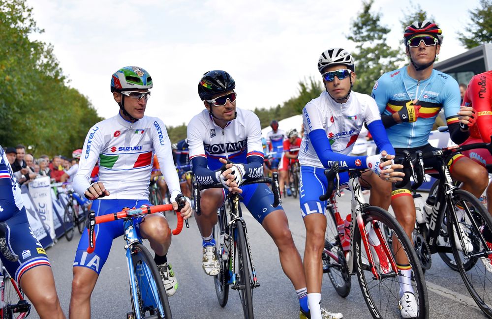 On the start line for the men's road race