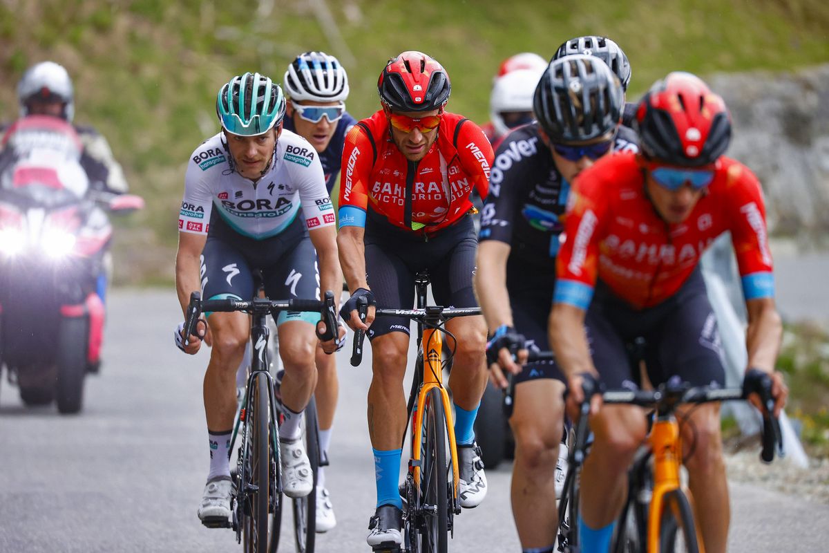Giro d'Italia 2021 - 104th Edition - 20th stage Verbania - Valle Spluga - Alpe Motta 164 km - 29/05/2021 - Damiano Caruso (ITA - Bahrain Victorious) - Felix Grossschartner (AUT - Bora - Hansgrohe) - photo Luca Bettini/BettiniPhoto&Acirc;&copy;2021