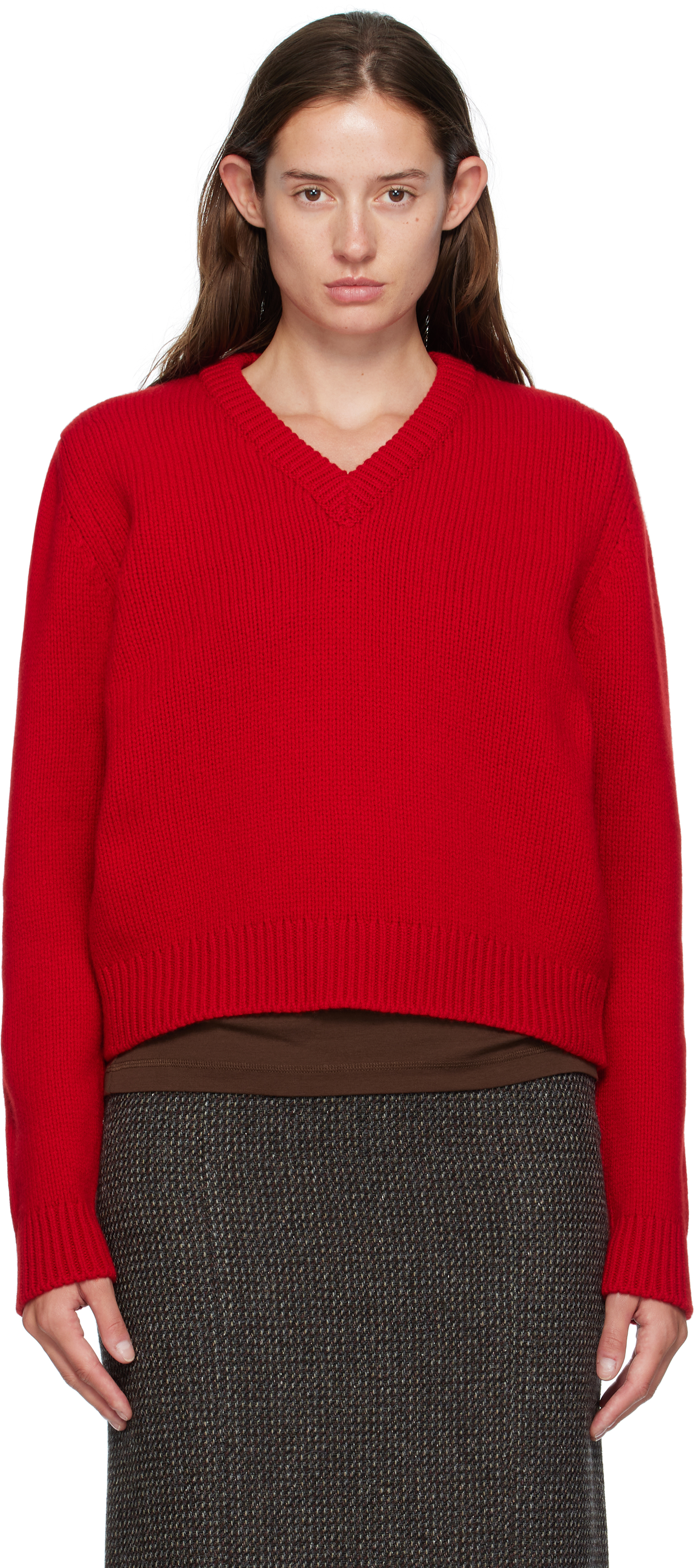 Red Glenn V-Neck Sweater