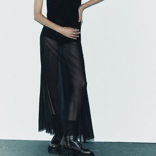 black sheer maxi skirt