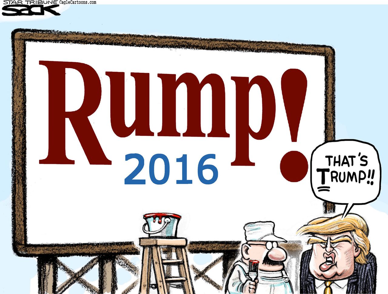 Political cartoon U.S. Donald Trump 2016