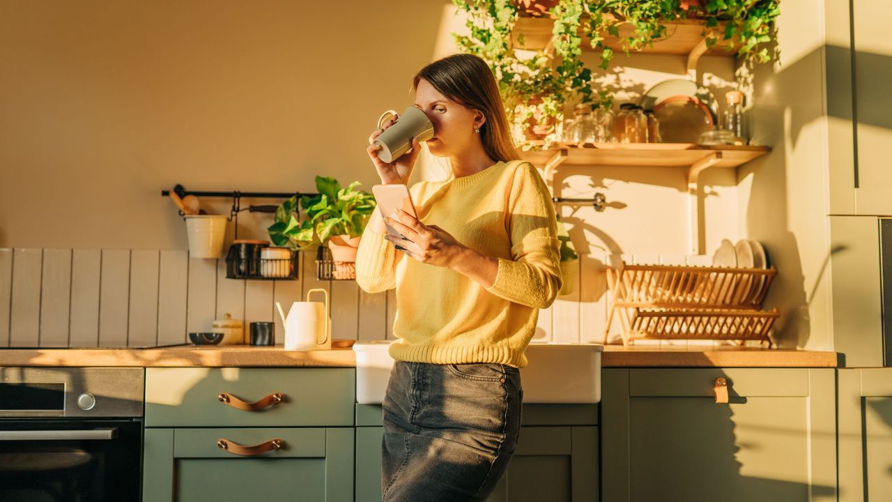 A woman eating mindfully