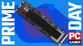 Samsung SSD on a blue deals background