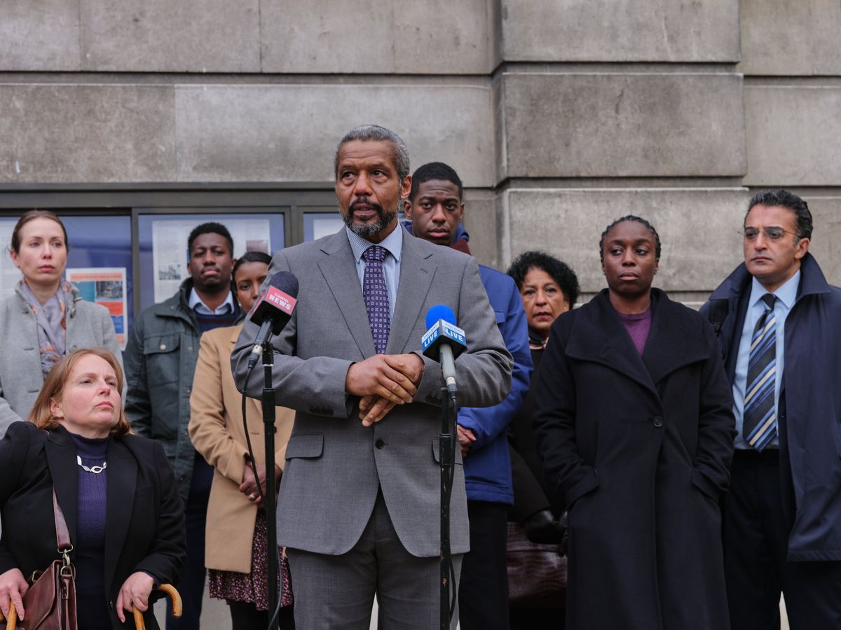 Neville and Doreen outside court in the concluding episode of this powerful drama. 