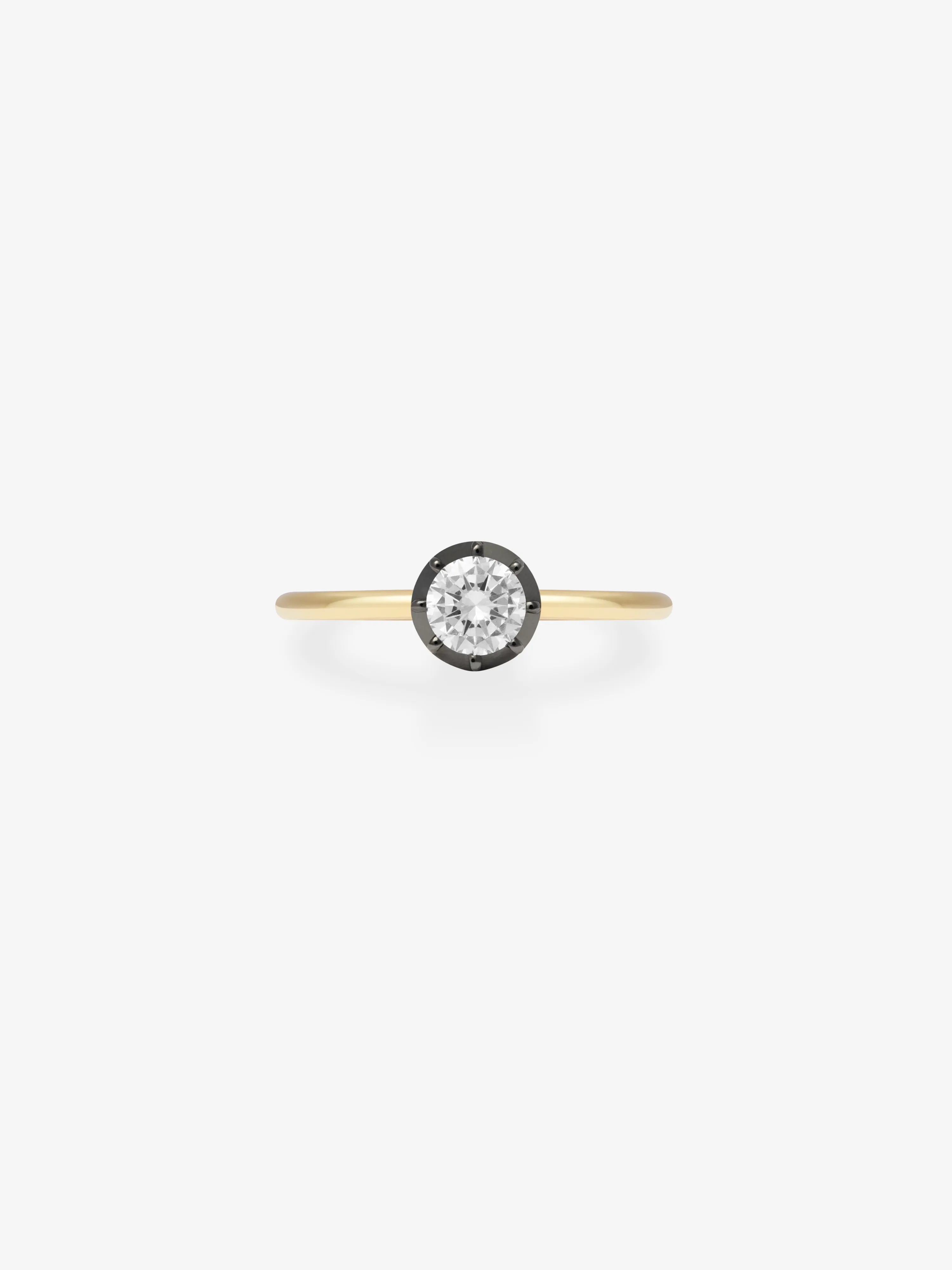 0.50ct Diamond &amp;amp; Blackened Gold Button Back Ring