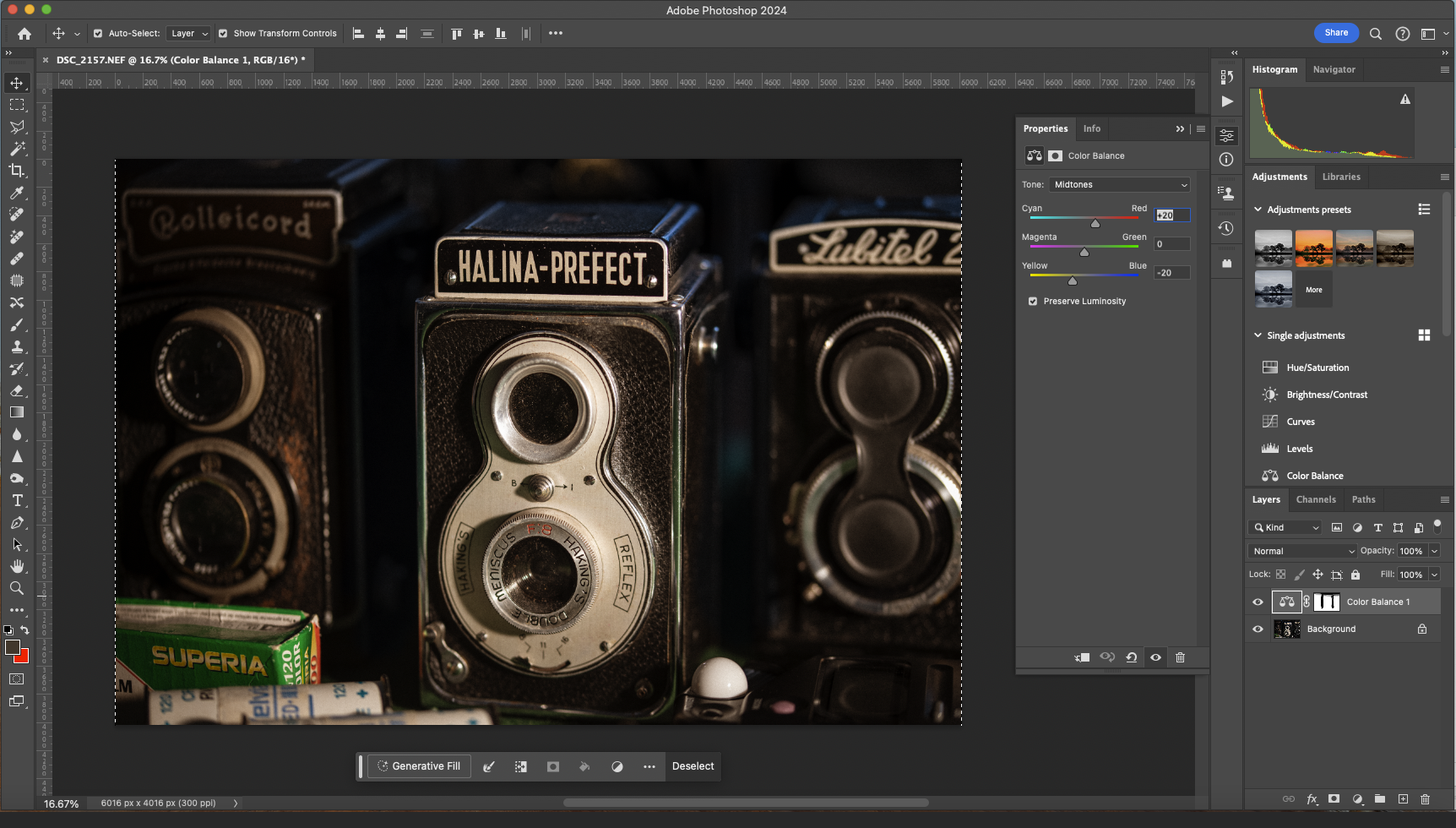 Giving the image a warm tone in Photoshop
