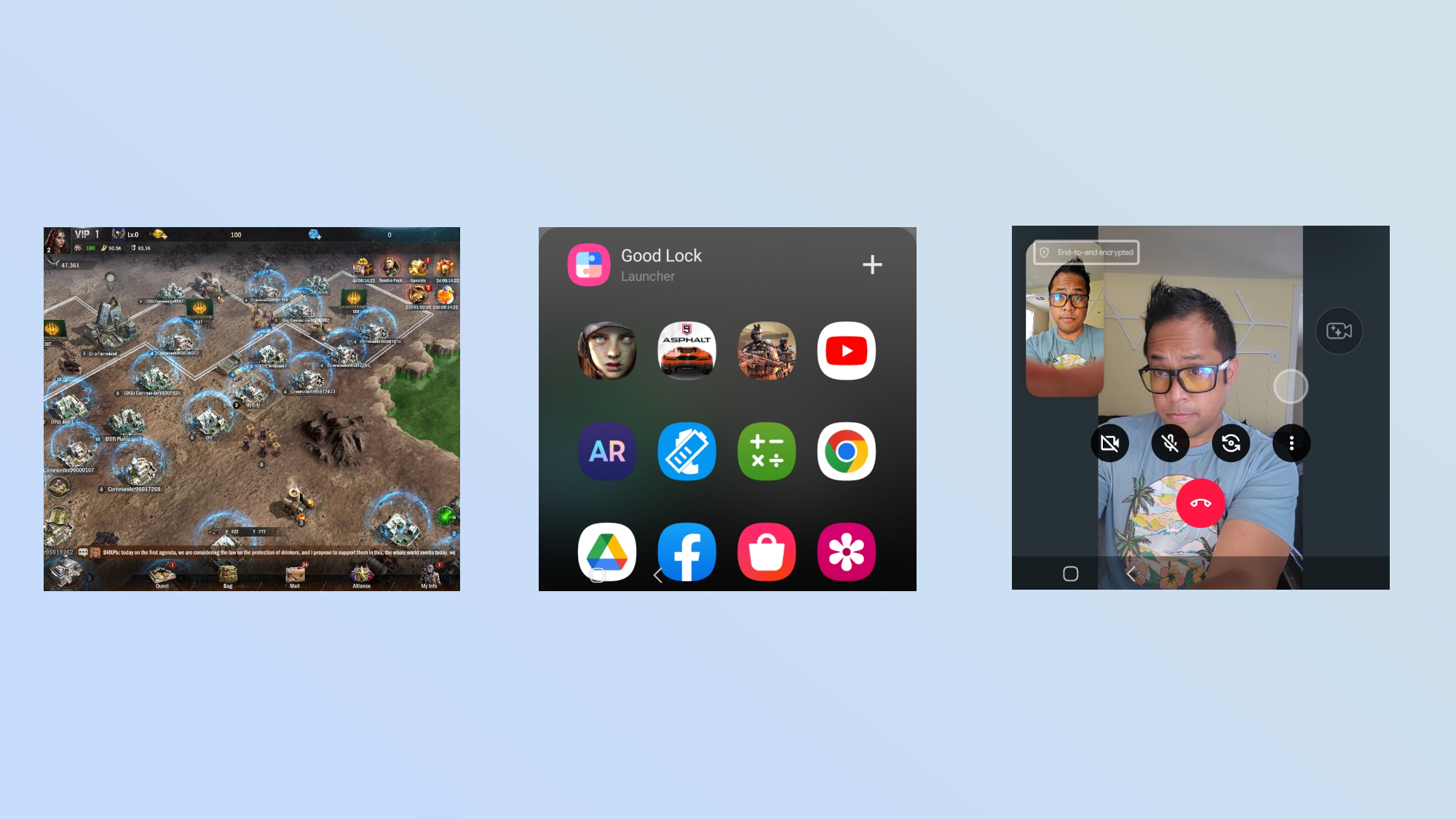 Apps running in Samsung Galaxy Z Flip 5 Flex Window cover screen.