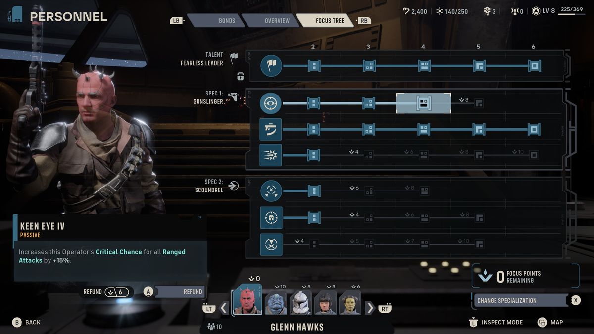 Zero Company character screen