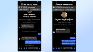 Conversations with potential scammers on Facebook Messenger