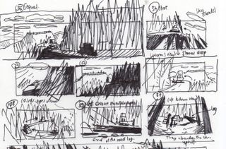 An early storyboard for The Girl & The Cloud