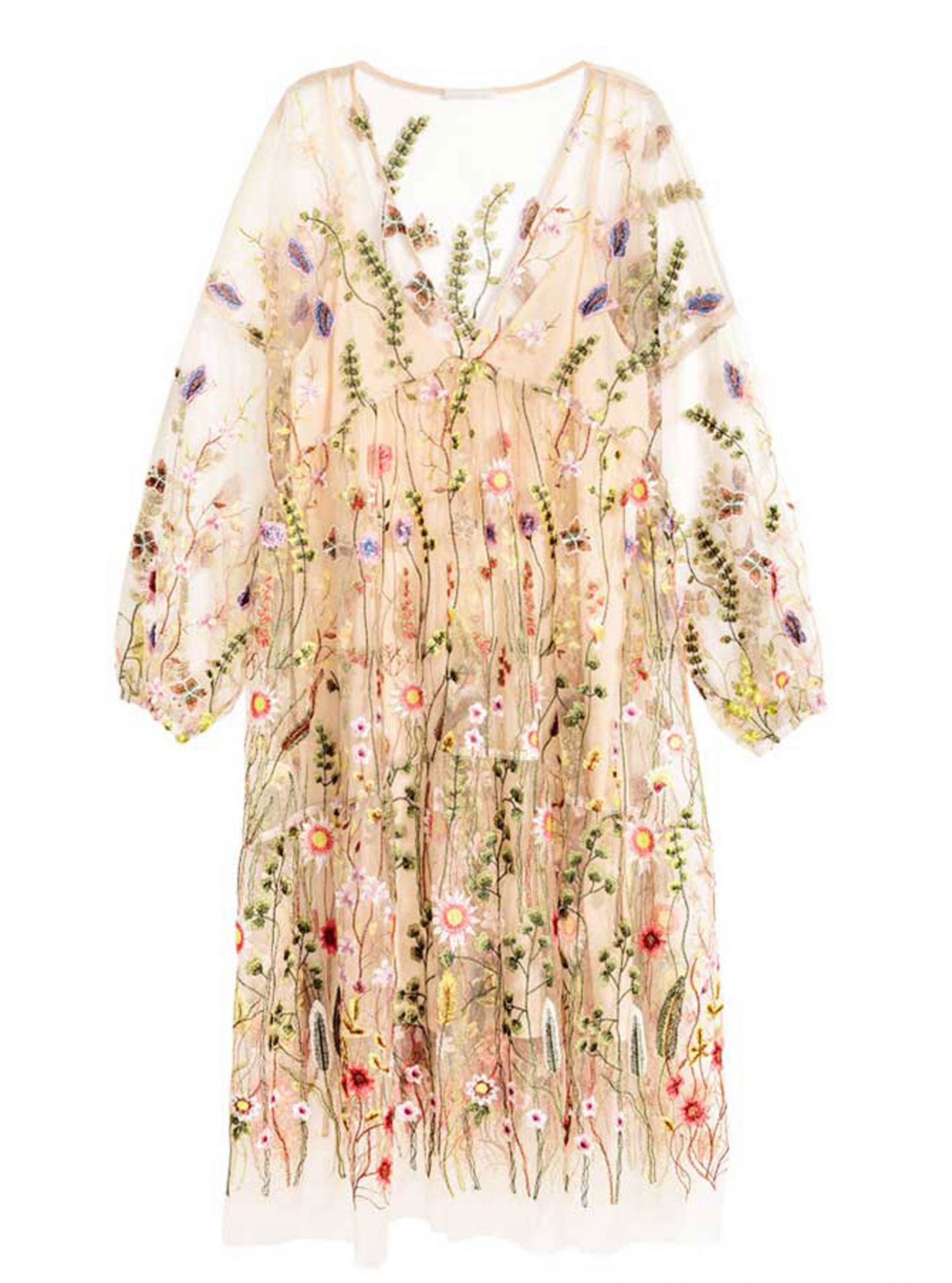 dress with embroidery h&m