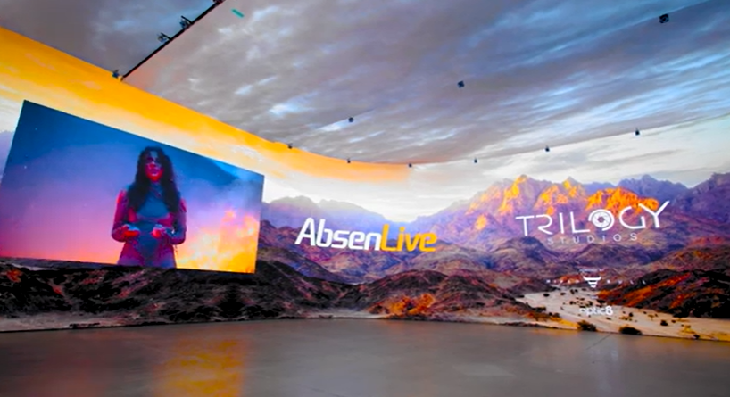 Absen displays power a new virtual studio, here with a mountainous landscape.