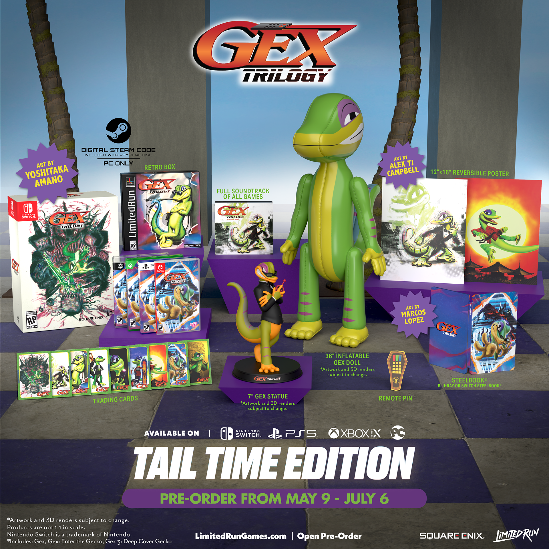 All the items included in the Gex Trilogy Tail Time Edition.