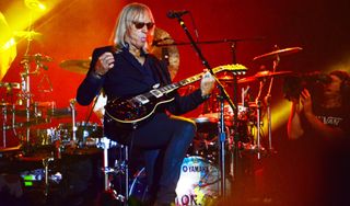 Davey Johnstone performs onstage with Elton John at Hyde Park in London on September 11, 2016