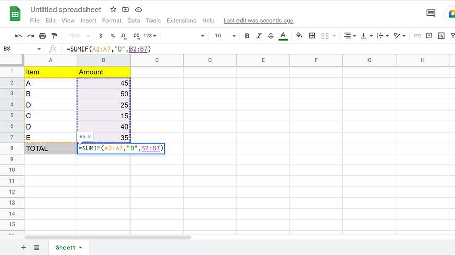 How to use SUMIF in Google Sheets