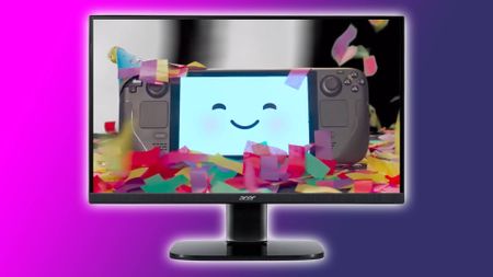 Acer KC242Y monitor with Steam Deck on screen
