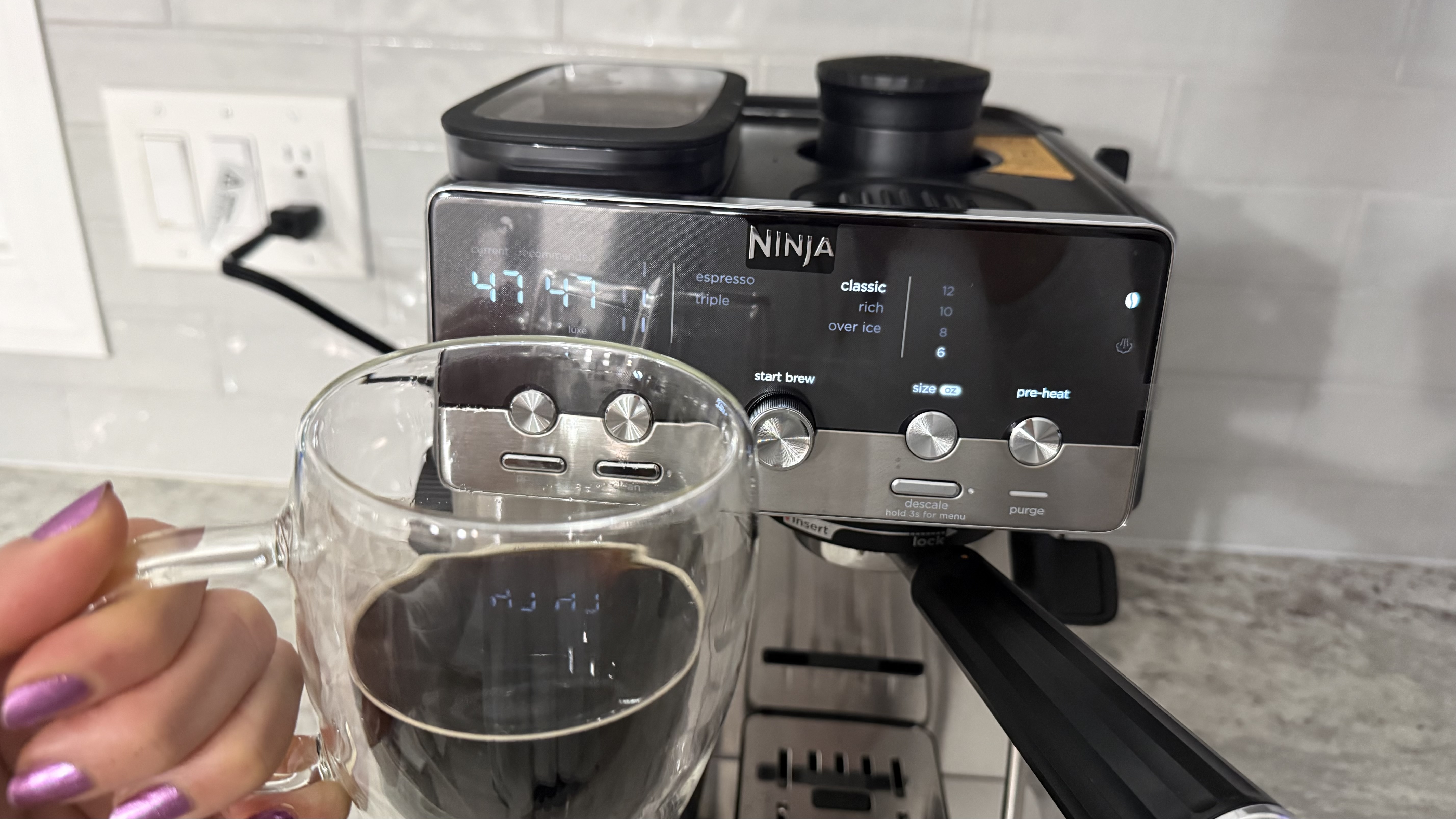 Ninja Luxe Café Mini Espresso Machine brewing classic drip coffee