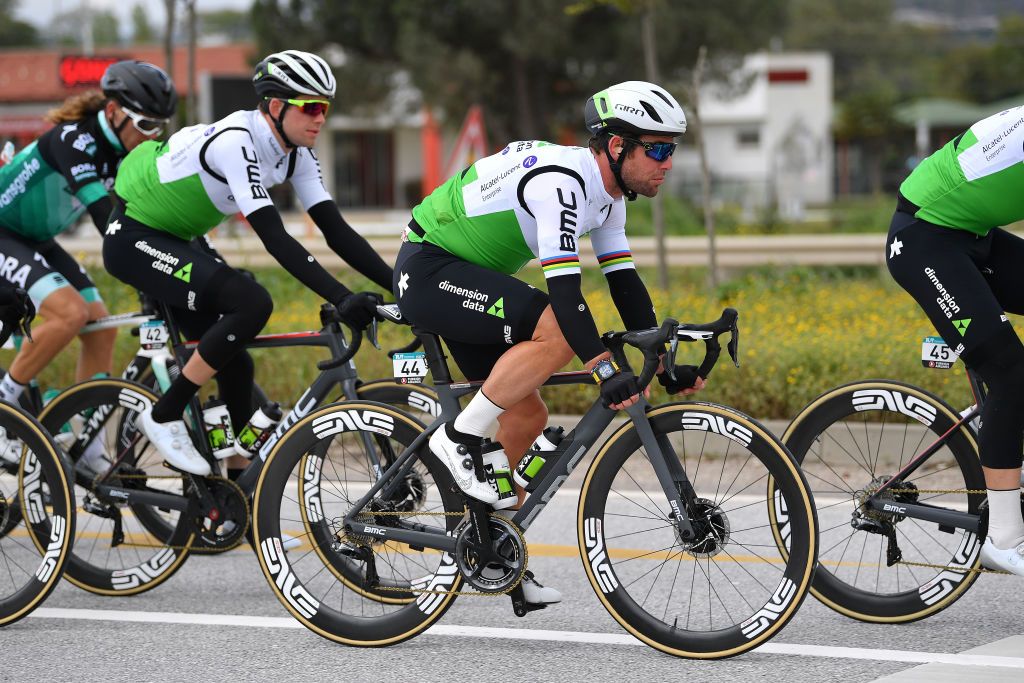 Mark Cavendish rides in the peloton
