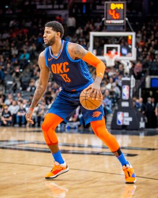 Oklahoma City Thunder small forward Paul George debuted his PG 3 X NASA sneakers on the court on Jan. 10, 2019.