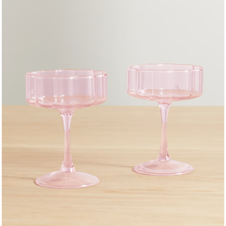 pink glass coupes with a ripple edge design