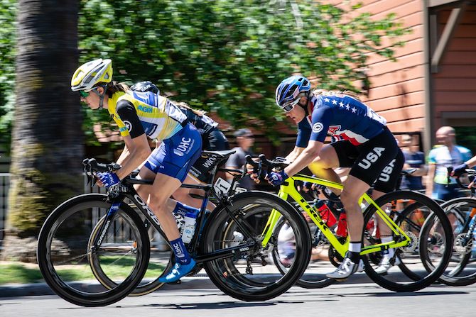 UnitedHealthcare's Katie Hall in yellow on stage 3 of the 2018 Amgen Women's Race