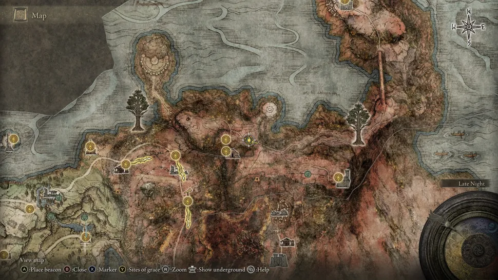 Фрагмент карты Elden Ring для Dragonbarrow