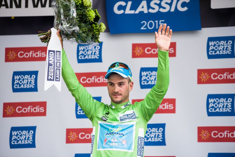 Andrea Guardini (Astana Pro Team) in the green jersey