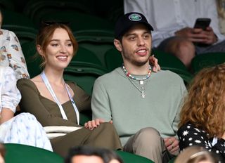 Phoebe Dynevor and Pete Davidson hosted by Lanson attend day 6 of the Wimbledon Tennis Championships at the All England Lawn Tennis and Croquet Club