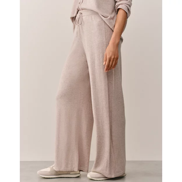 Herringbone Detail Wide Leg Trouser | Loungewear | the White Compa...