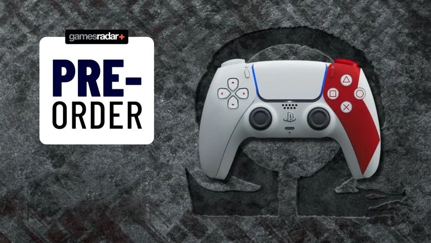 A GamesRadar+ Pre-order image for the God of War 20th Anniversary Limited Edition DualSense controller