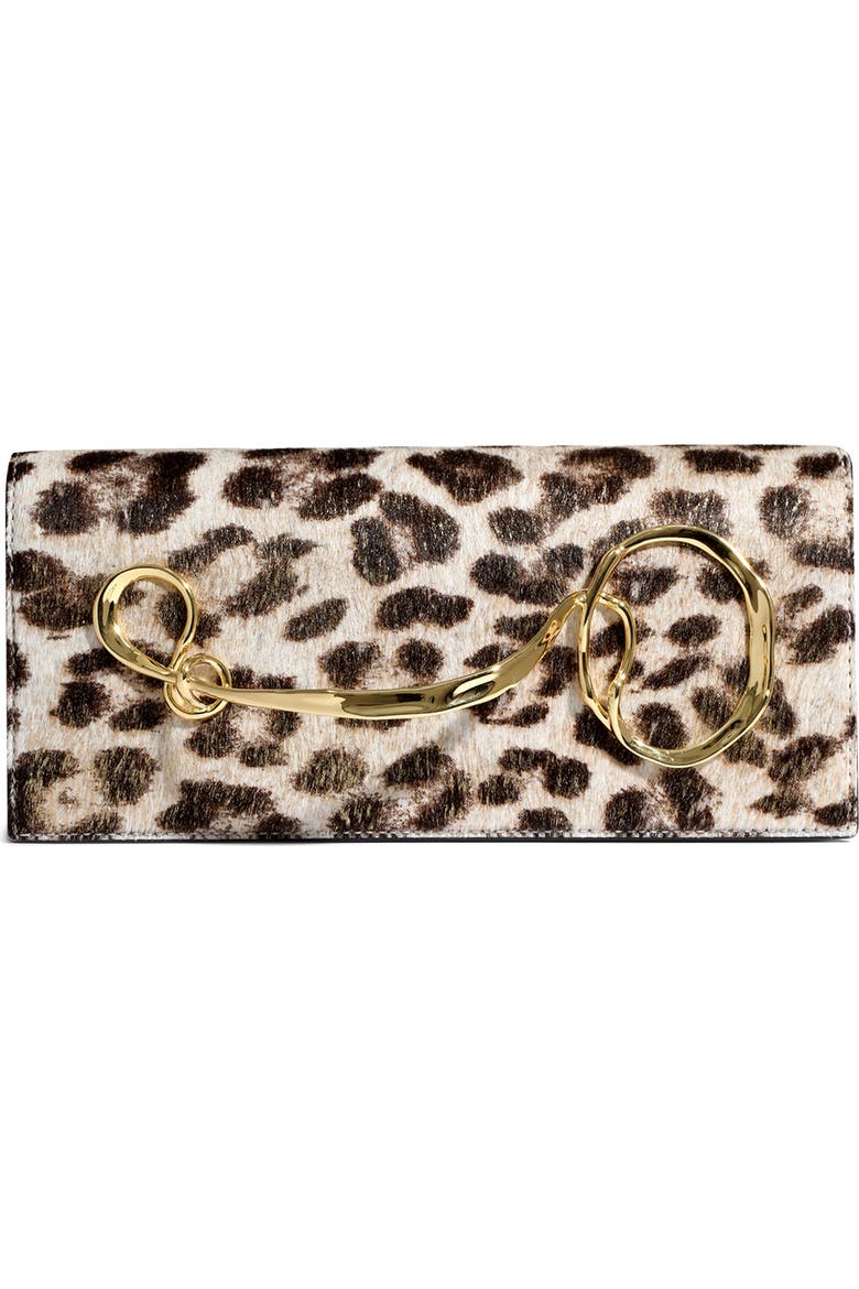 Twist Handle Genuine Calf Hair Clutch