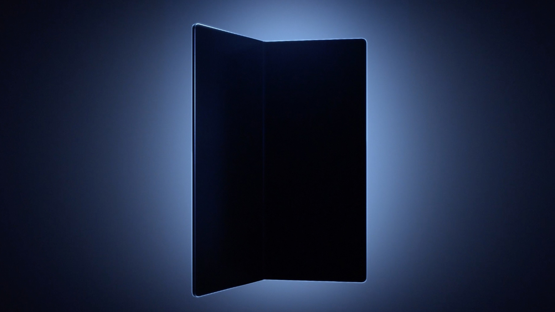 Samsung Galaxy Z Fold 7 in silhouette closed and partially open