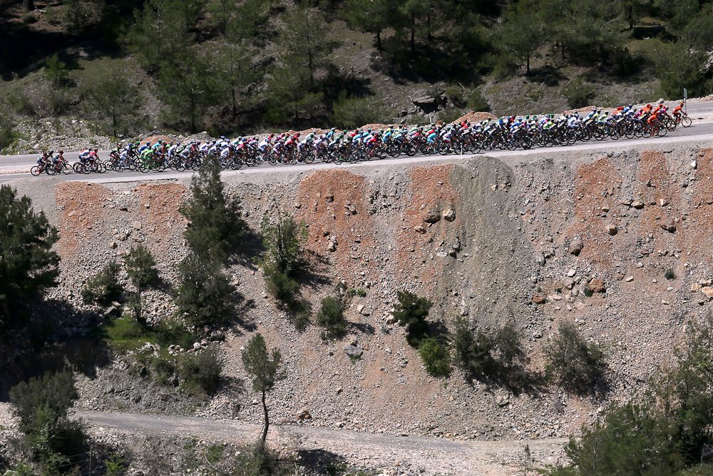 The peloton rides during stage 5 at the Tour of Turkey.