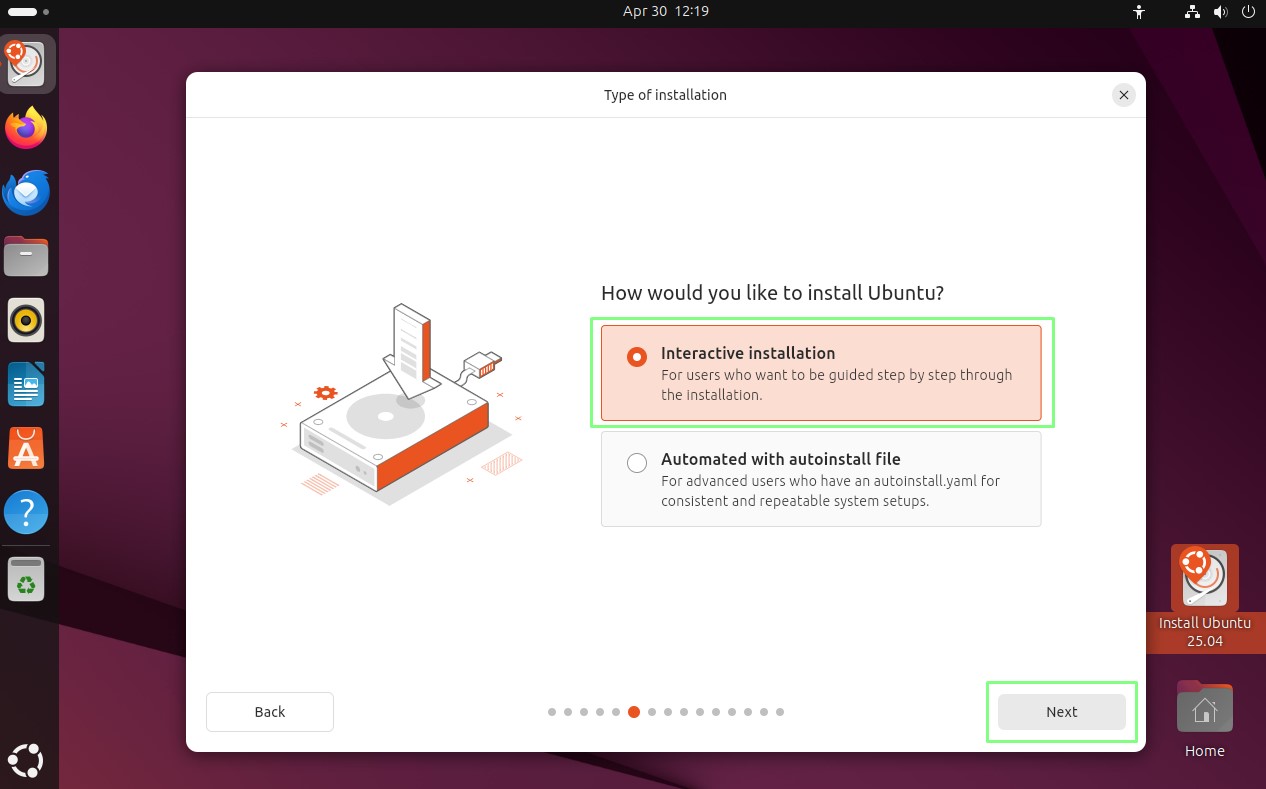 Ubuntu install screenshot