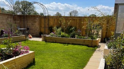 raised planters in new build garden