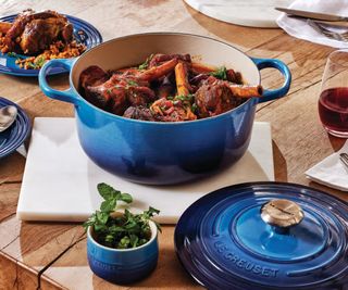 A delicious meal cooked in a Le Creuset Dutch Oven.