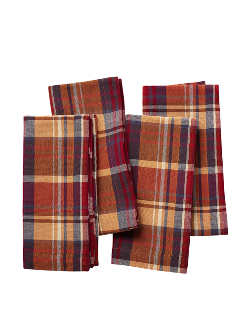 Thanksgiving Plaid Napkins, Set of 4